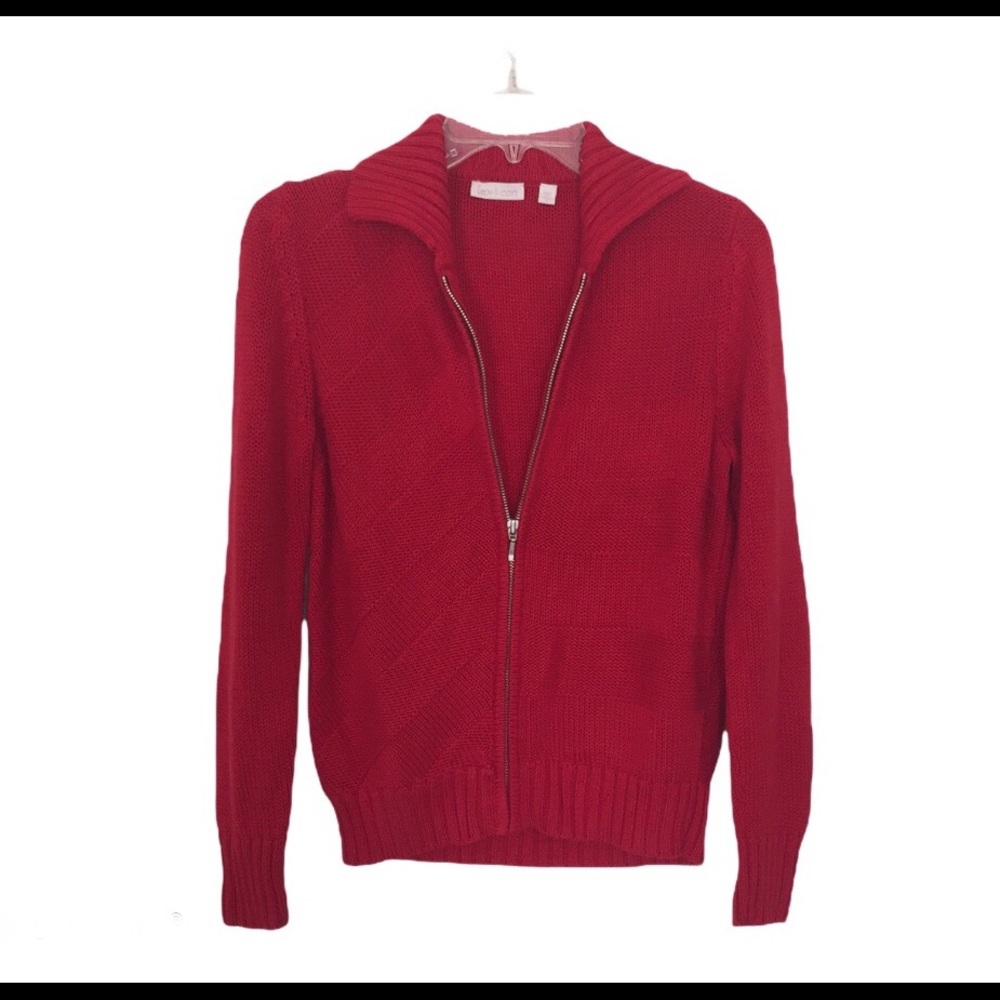 Lexicon Silk Sweater Cardigan Jacket Size S Red
